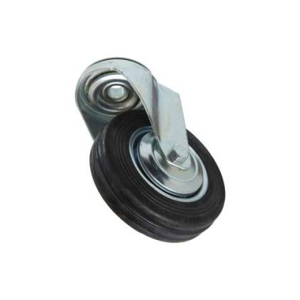 Rueda de chapa y goma giratoria pasante 